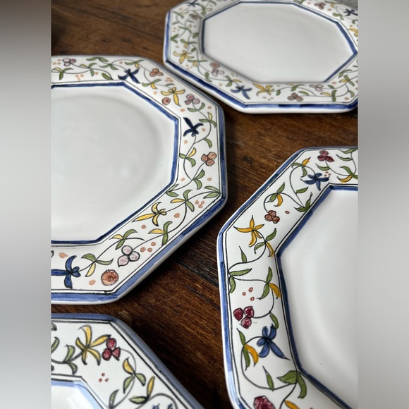 Set of 6 Lis Ceramica Brasil Handpainted Floral Motif Salad Plates - Picture 7 of 10